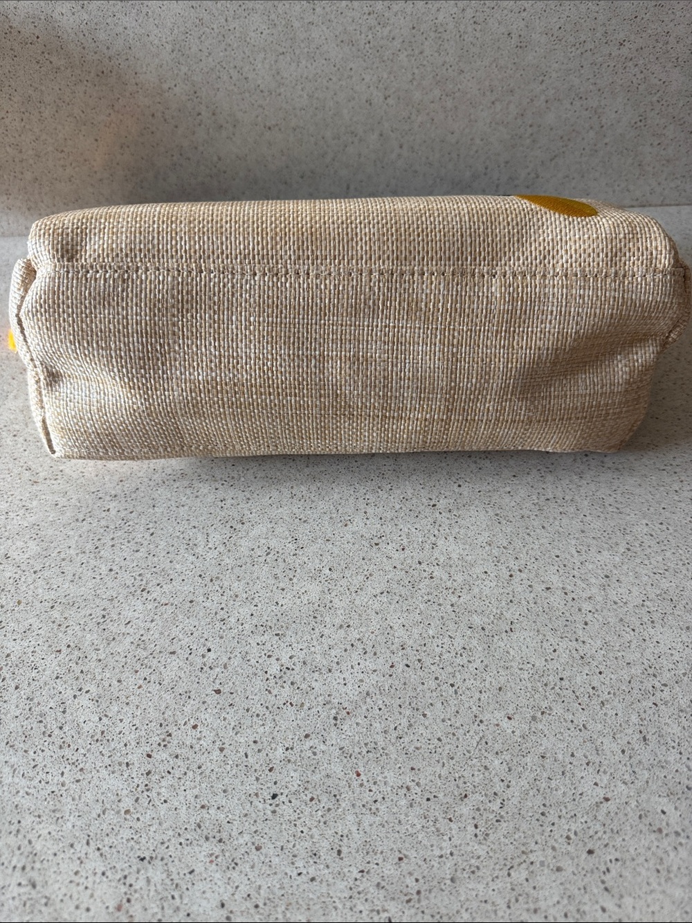 Dabney Lee Natural Looking Straw Pouch with Yellow Accents and Embroidered Lemon - Picture 7 of 10